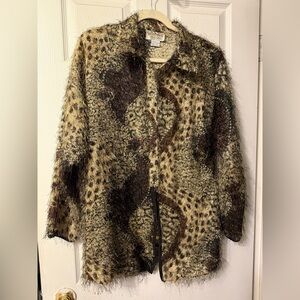 Something Special Vintage Eyelash Animal Print Top O/S